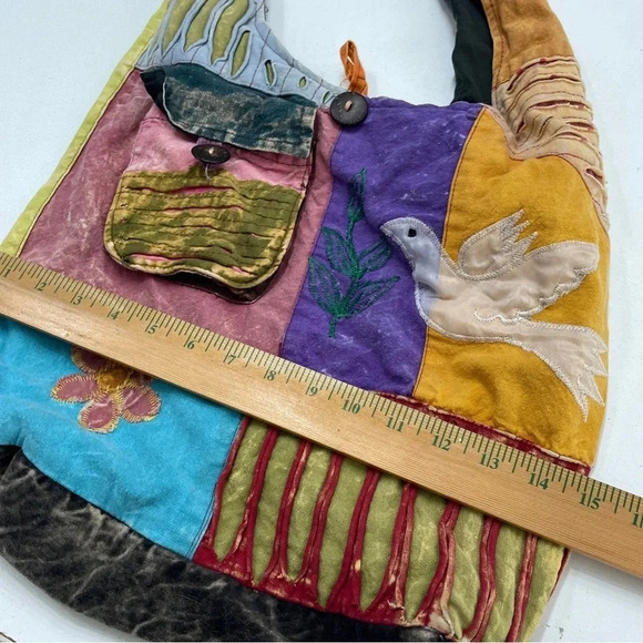 Boho Crossbody Bag made in Nepal *flaw* 3494 - Picture 7 of 9